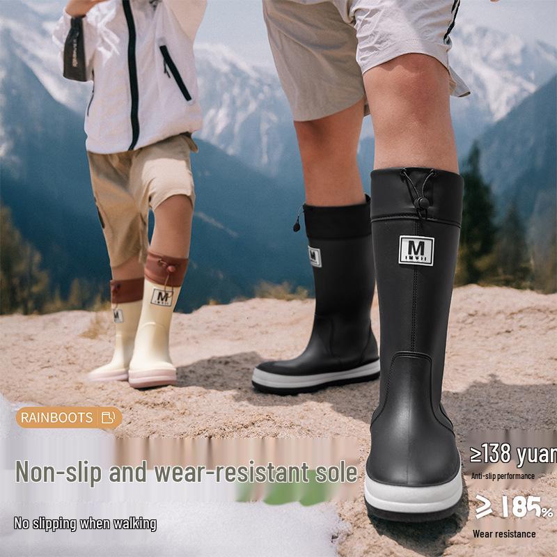 Kids' Korean Style Waterproof Velvet-Lined Non-Slip Rubber Rain Boots for Autumn/Winter: Cold Protection for Boys and Girls of All Ages.