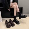 Platform Small Leather Shoes Women's 2025 Spring and Summer New British Style Jk Loafers Belt Buckle Muffin Bottom Black Single Shoes