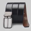 Extra Long Men's Reversible Leather Belt with Rotatable Pin Buckle