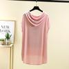 Mid-Length Beauty Print Hooded Tshirts Summer women's Modal Hoodies Casual Tee Tops short sleeves Solid color All match