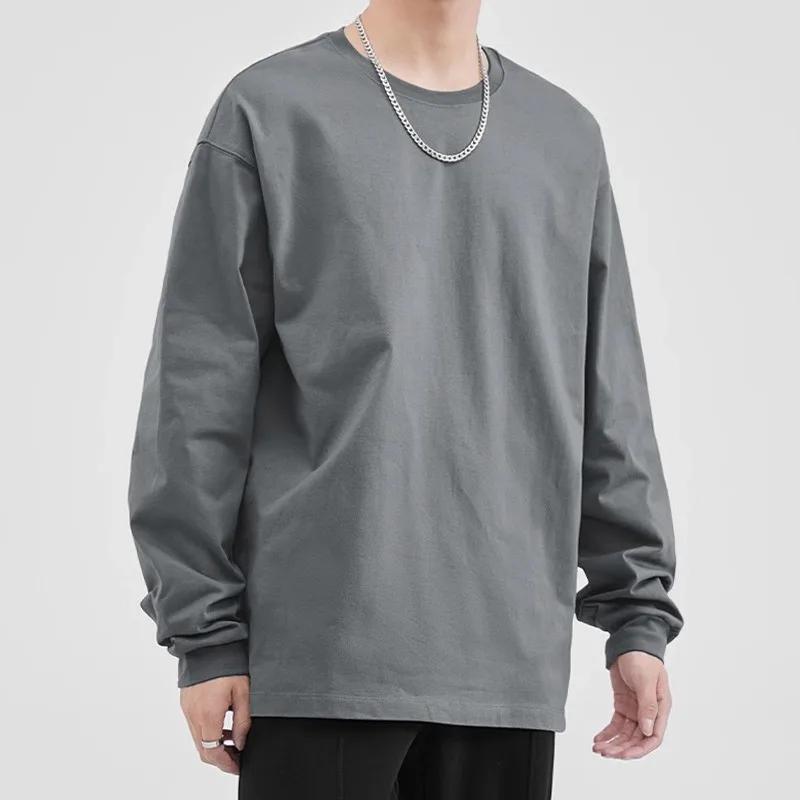 

Парные футболки Мужские футболки с длинным рукавом Топы Мужские Осенние Однотонные Хлопковые Футболки Мужские Футболки с О-образным вырезом Майки Мужская Одежда S серый