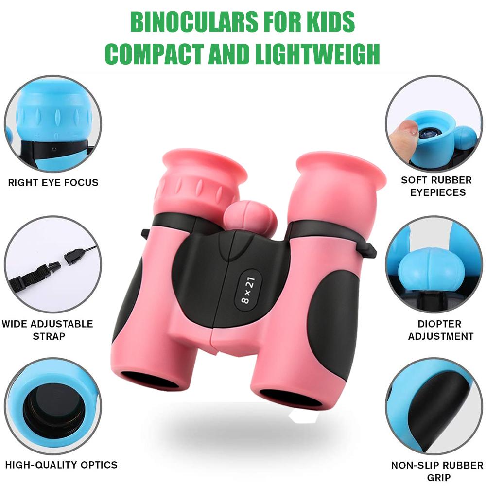 Fernglas für Kinder, 8x21, hochauflösendes Kinderfernglas, Geschenkset für Jungen und Mädchen, tragbar, für Kinder
