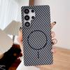 Carbon Fiber Pattern Magnetic For Magsafe Case For Samsung S25 S24 S23 S22 Note 20 Plus Ultra FE Frameless Matte Bumper Cover