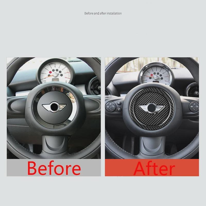 Autocolant central pentru volan din fibră de carbon pentru Cooper R55 R56 R60 R61 F55 F56 F60 Clubman Countryman Accesorii