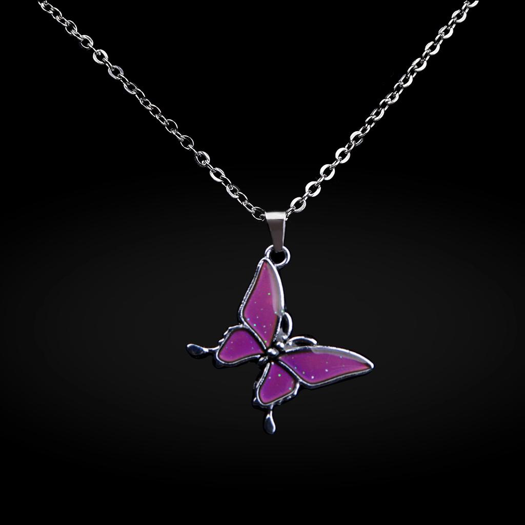 4 Pcs. Mood Necklace Butterfly Pendant Fashion Jewelry Chain, Gifts For Lovers And