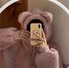 Plus Size Women's Faux Lambswool Bear Ear Hoodie - Loose Fit for Autumn/Winter