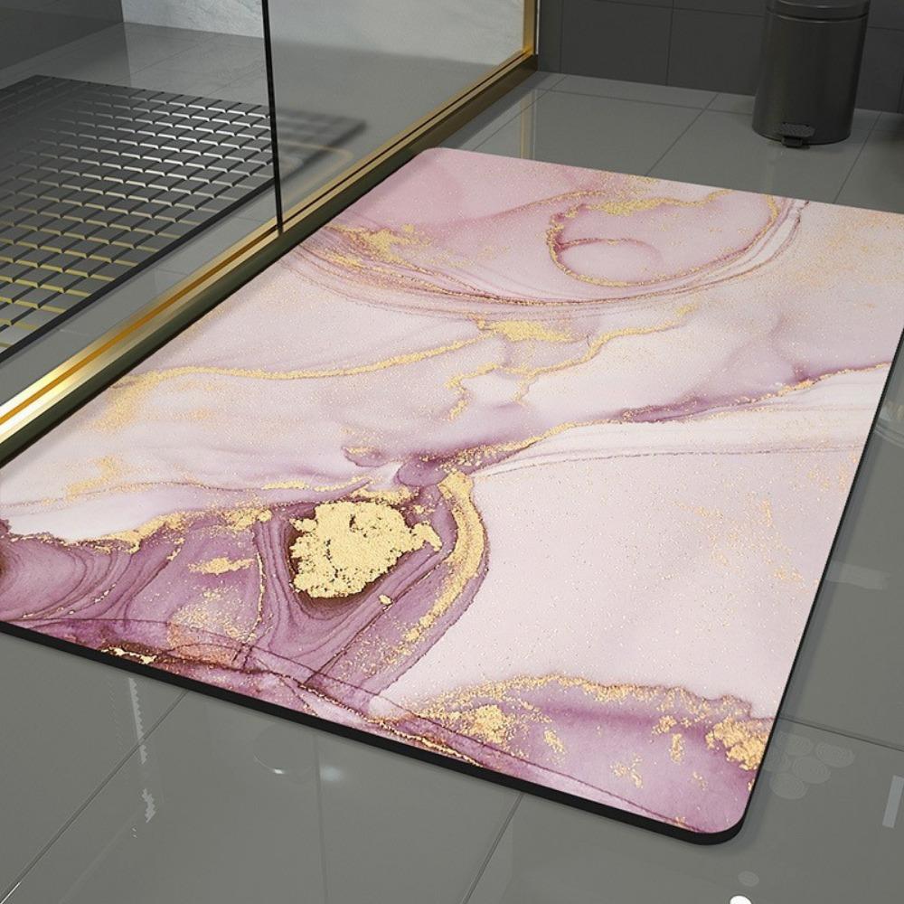 Simple Printing Bathroom Thickening Mat Bath Non-slip Carpets In Wash Basin Bathtub Side Floor Rug Shower Room Doormat Memory Foam 3D Pad