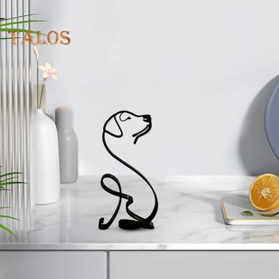 Figurilla de Metal Animal Perro Gato Arte Minimalista Escultura Decoración de Mesa Adorno Abstracto de Perro o Gato para Hogar Oficina Escritorio Chimenea Mesa Auxiliar