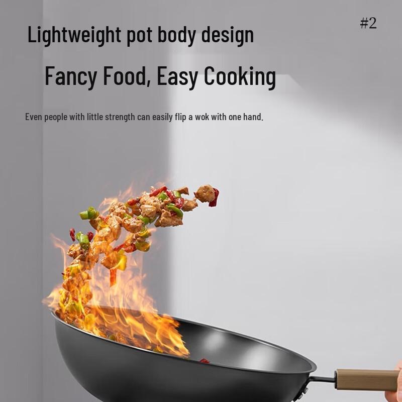COOKER KING 32cm Carbon Steel Flat-Bottom Wok/Frying Pan