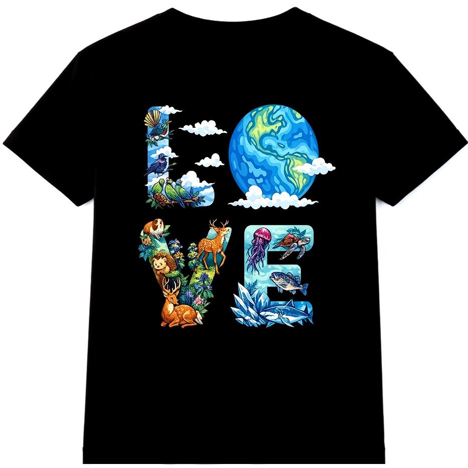 Love Earth T-Shirt Wildlife Graphic Planet Nature Animal Environmental Tee S разноцветный