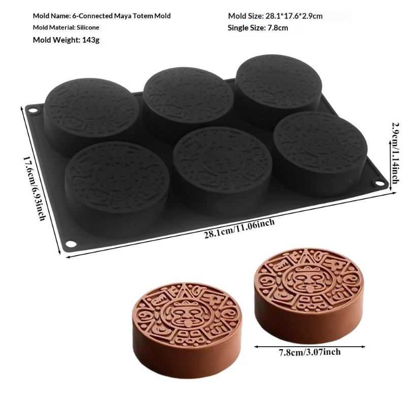 

Multifunctional Mayan Totem Silicone Mold 6 Cavity Nonstick for Baking Mousse Cake Chocolate and Homemade Soap Crafts чёрный