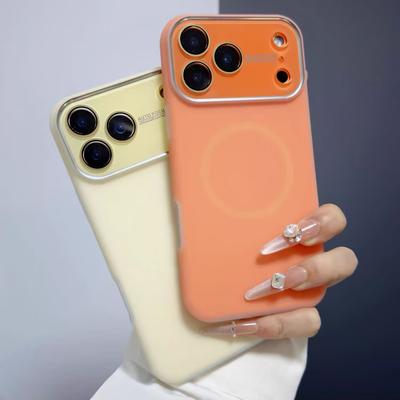 Luxury For Magsafe Jelly Large Window Silicone Case for iPhone 17 16 15 14 Pro Max Magnetic Wireless Charging Shock Matte Cover