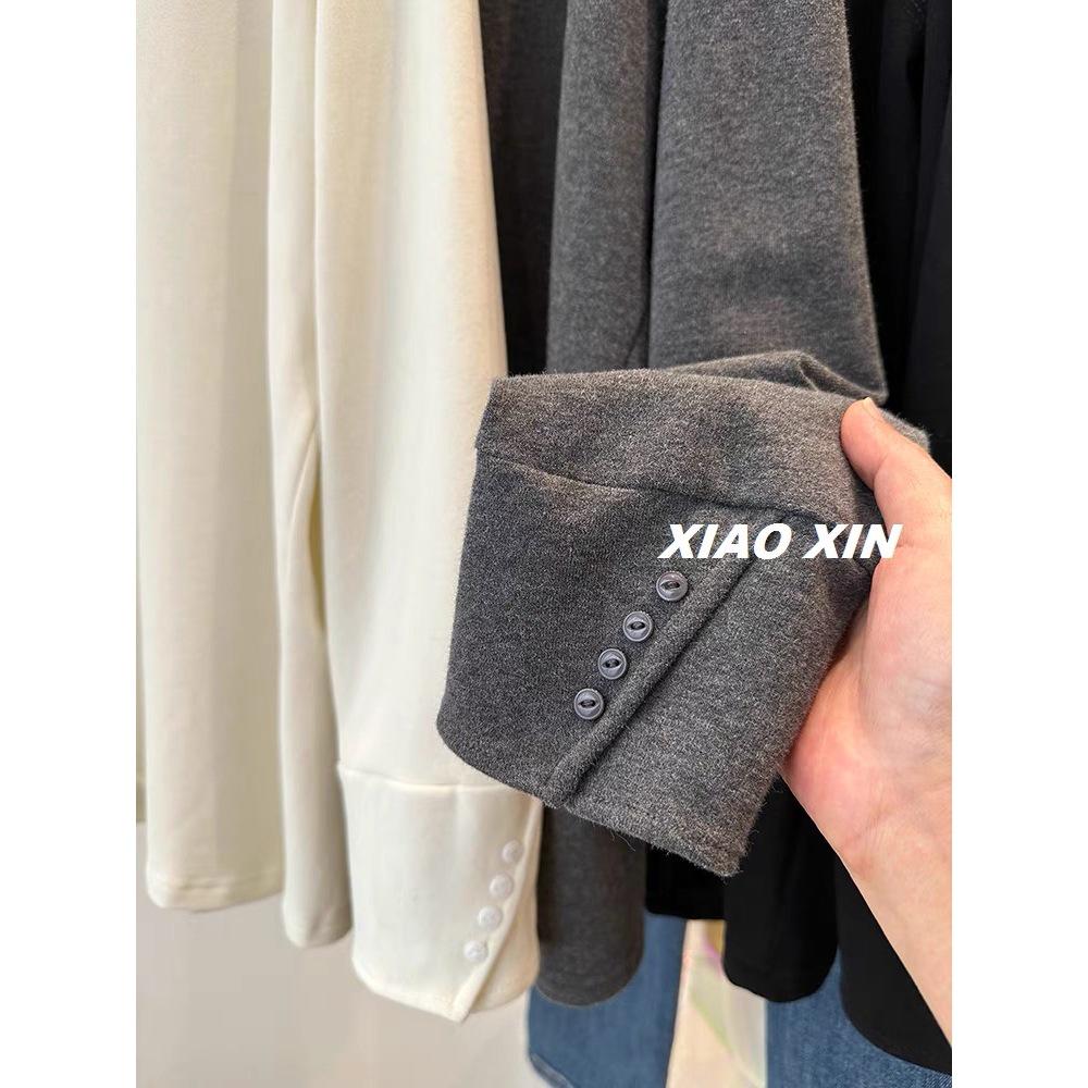 Plus Size Patchwork Cuff Thermal Long Sleeve Women's Loose Top