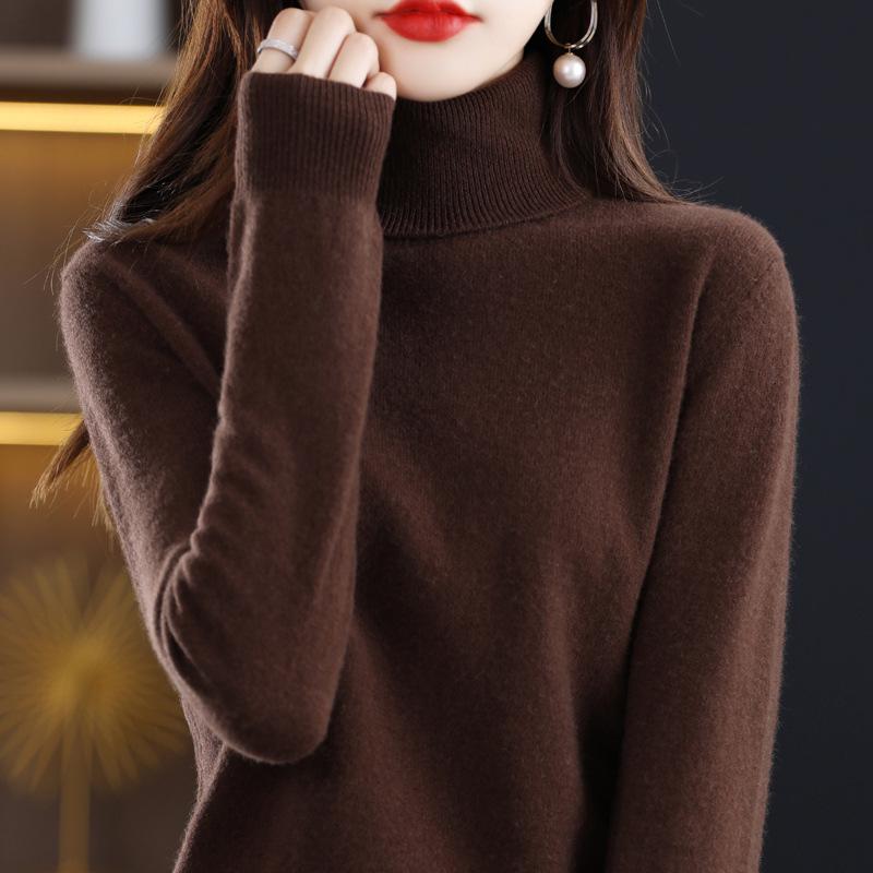 2025 Women's Pure Wool High Neck Short Cashmere Knit Sweater - Autumn/Winter Loose Fit