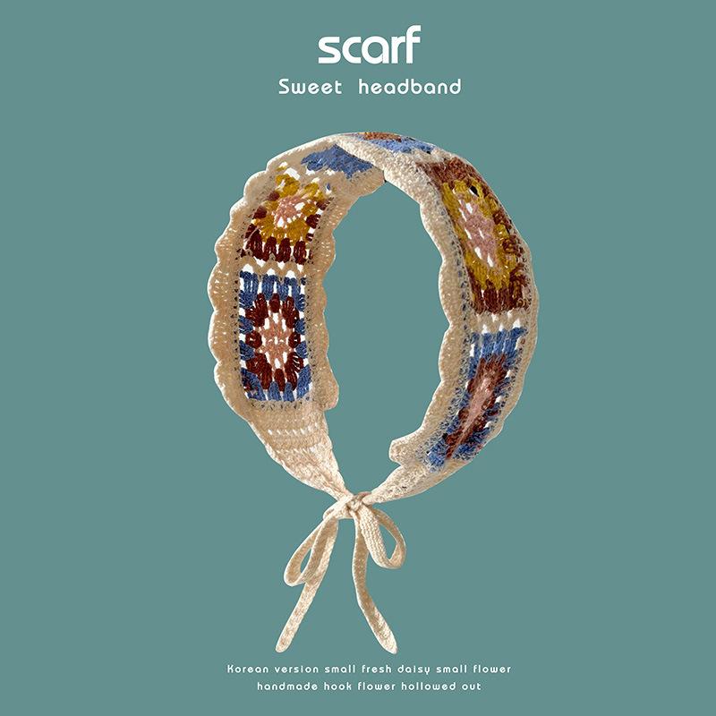 Bohemian Crochet Turban Hair Bands Vintage Fashion Hair Scarf For Women Flower Knit Headband Headwrap Hair Accessories