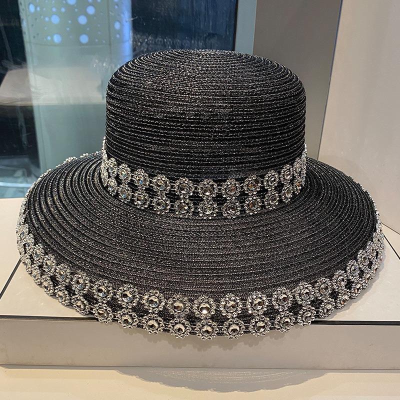 Hut Damen Frühling und Sommer Sonnenschutz Atmungsaktiv Retro Sonnenhut Damen Modischer Hut Vielseitiger Reise-Shopping-Strandhut