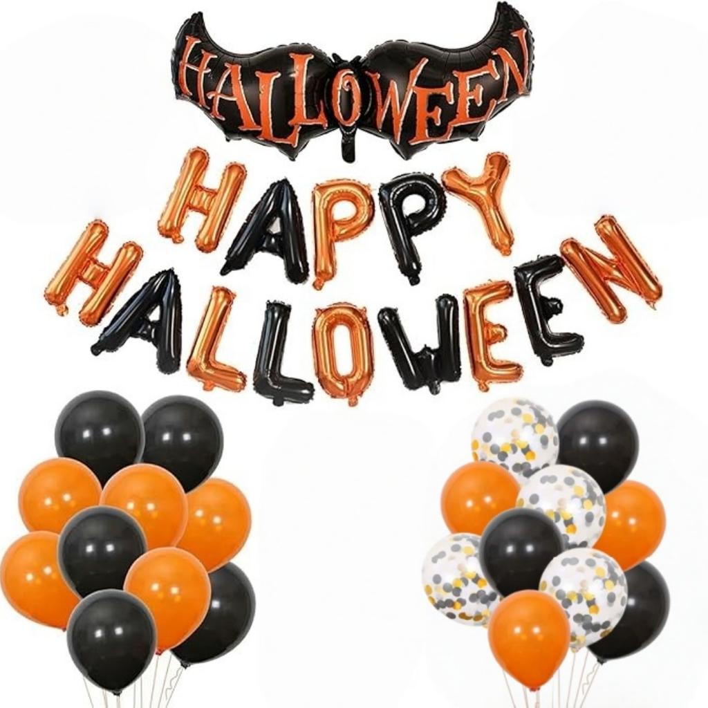 Halloween Balloon Sets, Black And Orange Balloons, Used For Horror Party Decoration For Anniversaries, Graduations, Birthdays