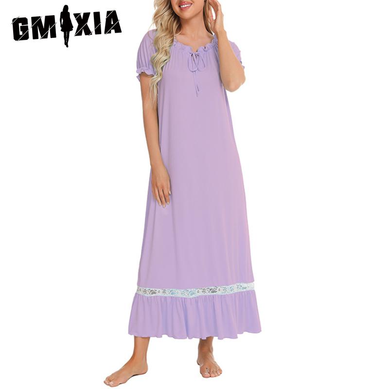 GMXIA Pajamas Cute Short Sleeve Nightgown Comfortable Homewear Casual Loungewear