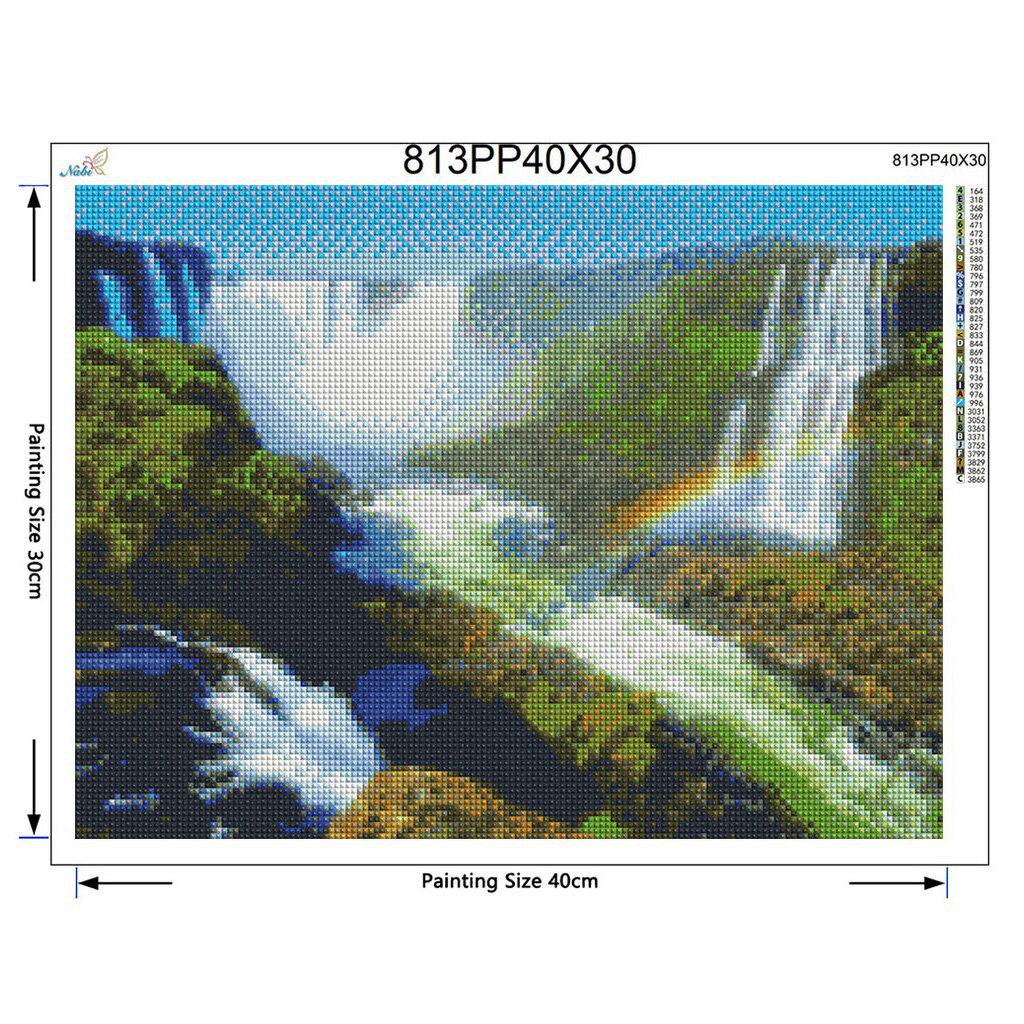 Full Whole Round Drill Art Diamond Embroidery Scenery Waterfall and Rainbow Cross Stitch