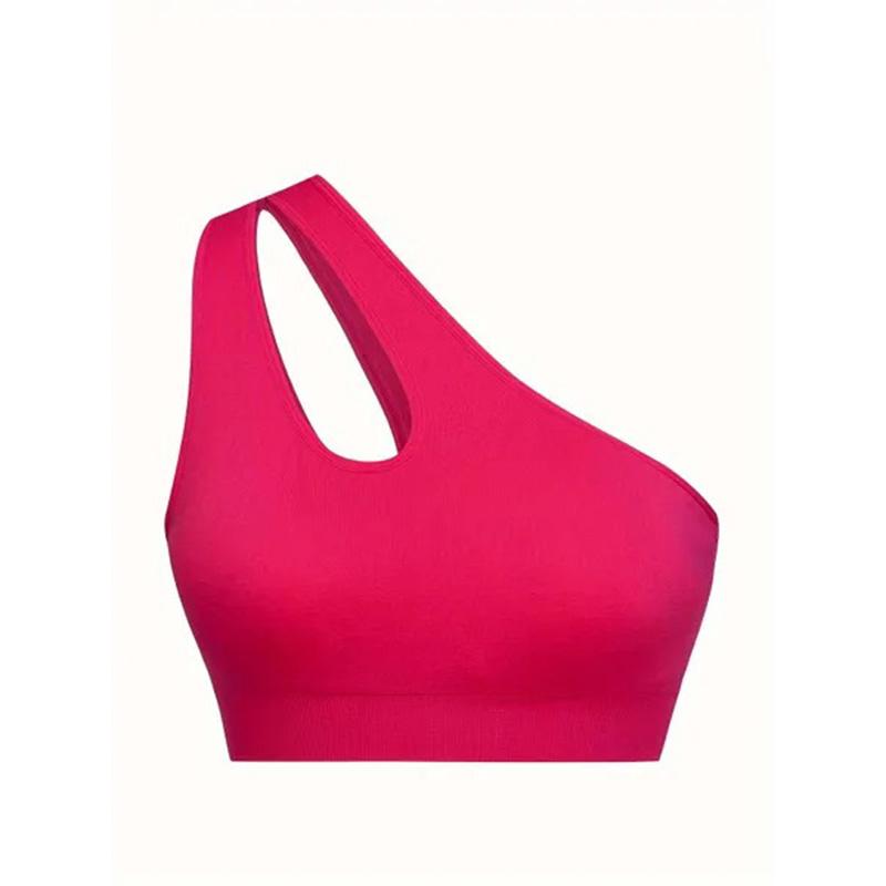 Women's Casual One-Shoulder Sports Tank Top With Back Hollow-Out Design, Comfort Fit Activewear Vest Top - Breathable Fabric