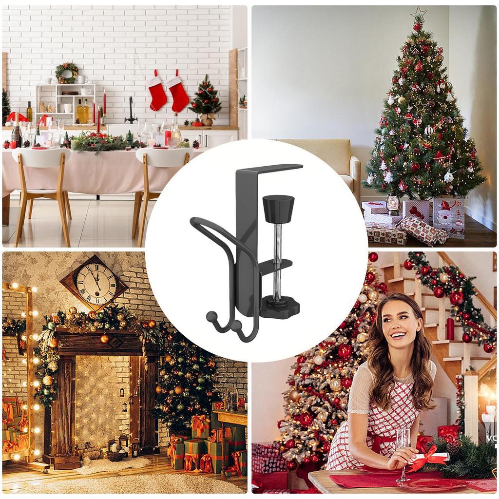 Fireplace Stocking and Garland Hanger Christmas Garland Hanger for Mantle 6 Pieces Heavy Duty Steel Hooks Adjustable Clamps
