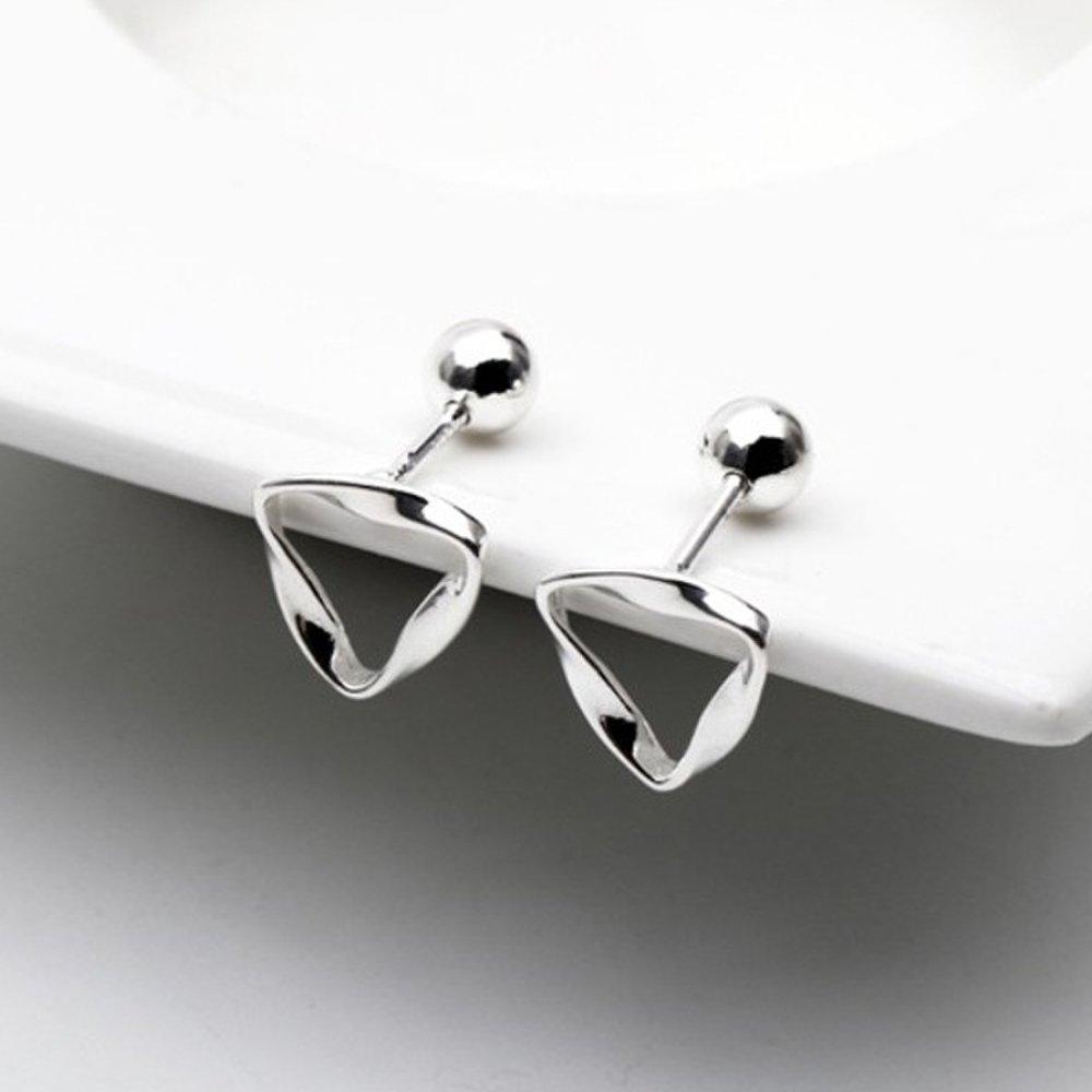 [Aslit] Silver Piercing Earrings 925 Twisted Triangle Casual Guest