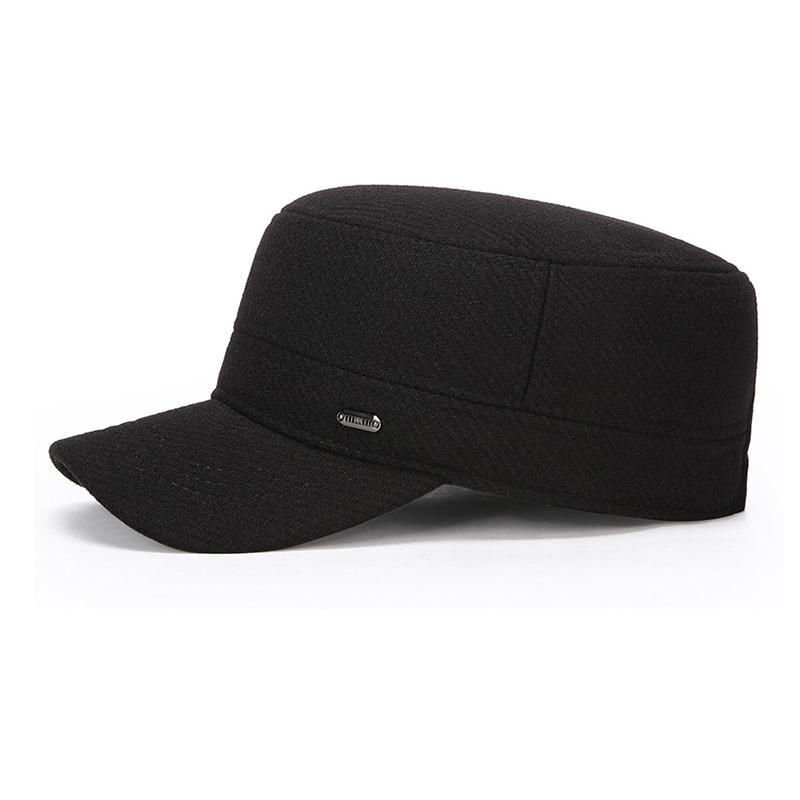 Zimní vlněná teplá bavlněná čepice pro středního věku a starší cyklisty, větruodolná, s ochranou uší, plochá čepice, venkovní