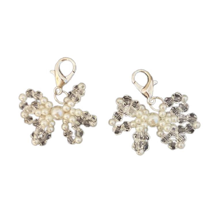 Beautiful Bowknot Shoe Adornments Sophisticated Pearls Bowknot Shoe Accessory Personalized Beaded Show Decoration