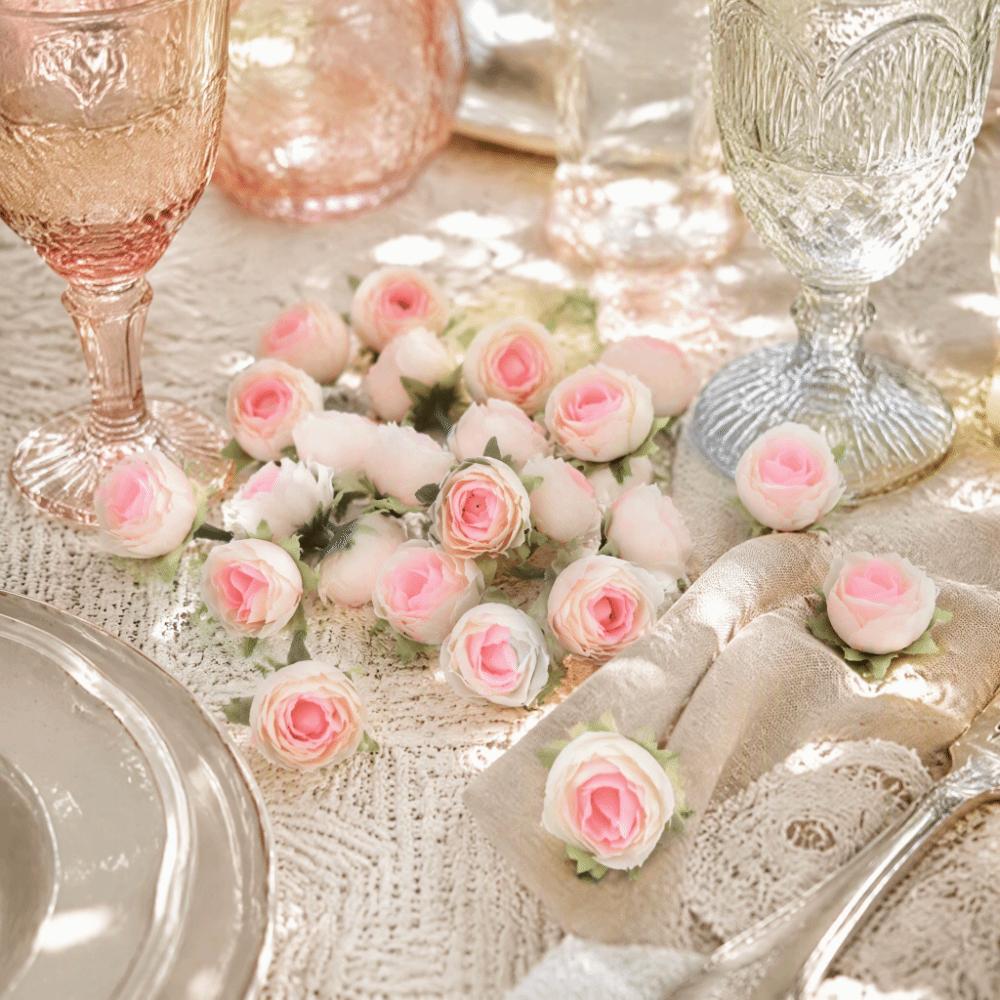 50pcs 1.2 Inch Diameter Fake Flower Heads Rayon Material Artificial Rose Heads  Party Background