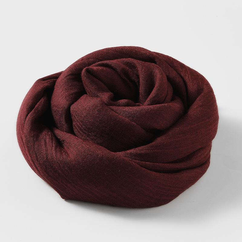 Women's Cotton Linen Artistic Solid Color Silk Scarf, Sun Protection Beach Neck Scarf, Japanese Style Long Gauze Scarf