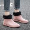 Kitchen work waterproof shoes rain shoes rain boots non-slip women's summer adult rubber shoes overshoes short tube thickened fashion