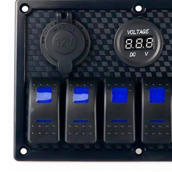 Panel spínačů Nehořlavý Dva USB porty Robustní 6 LED kolébkový spínač pro loď