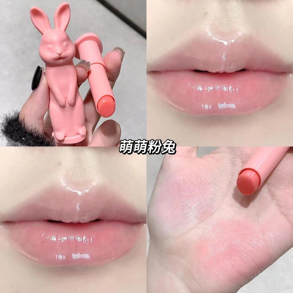 1 Stück Hasenförmiger Lippenbalsam für Frauen Ultra Glatte Textur Nicht Fettend Tägliche Feuchtigkeitspflege Nährende Lippenpflege Niedliches Tierdesign Lippenpomade für Trockene Lippen