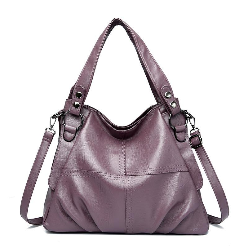Stylish PU Women's Handbag Fan Splicing Shoulder Bag Simple High-quality Large Bag