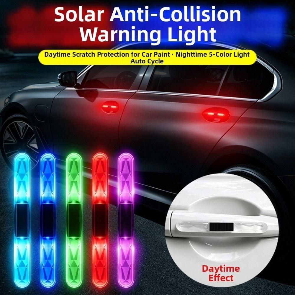 Colorful Dynamic Car Anti-collision Warning Light Waterproof Door Handle Protector Motorcycle Use
