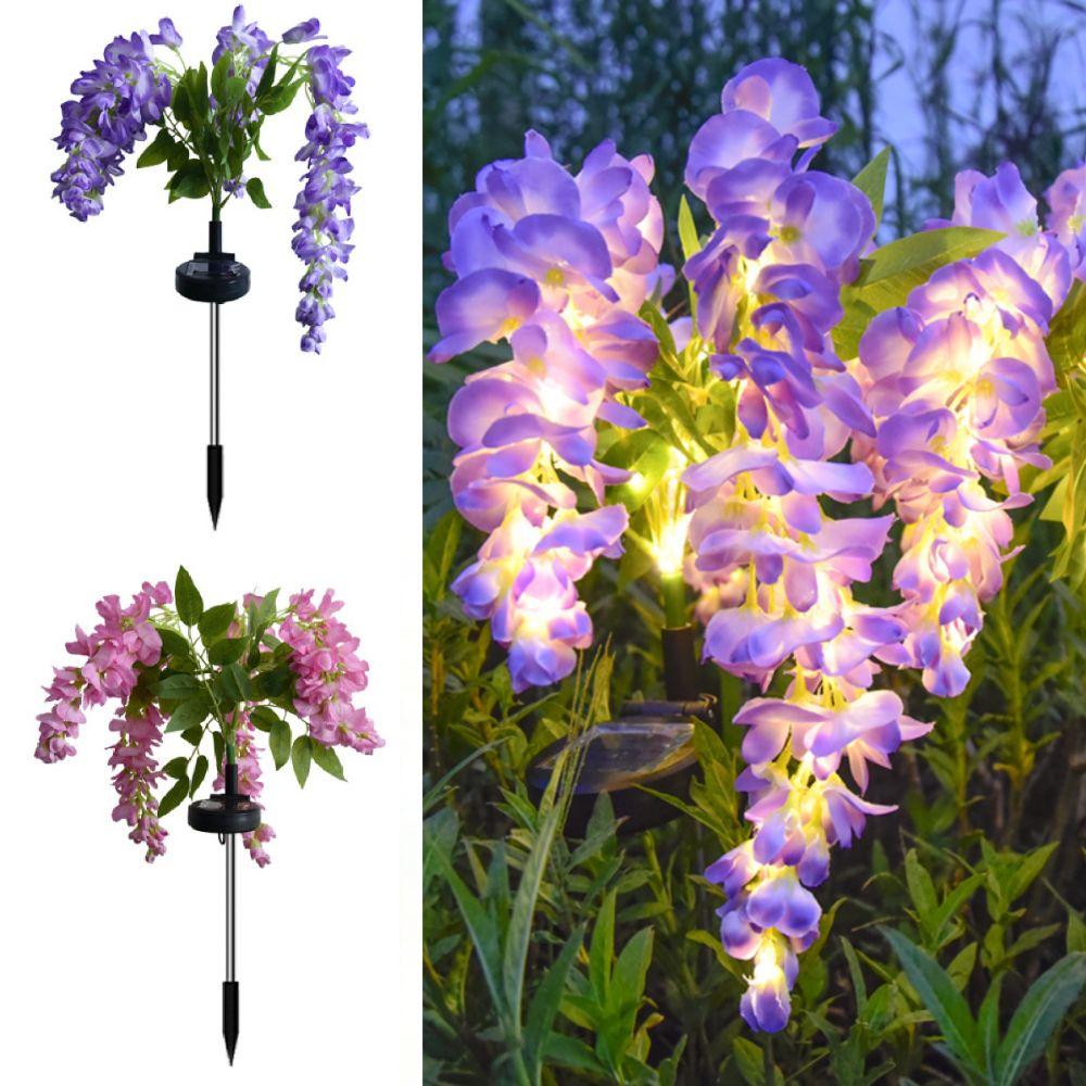 Realistic Solar Wisteria Flower Lamp Waterproof Creative Garden Floor Lamp Artificial Ground Mounted Landscape Lawn Lamp