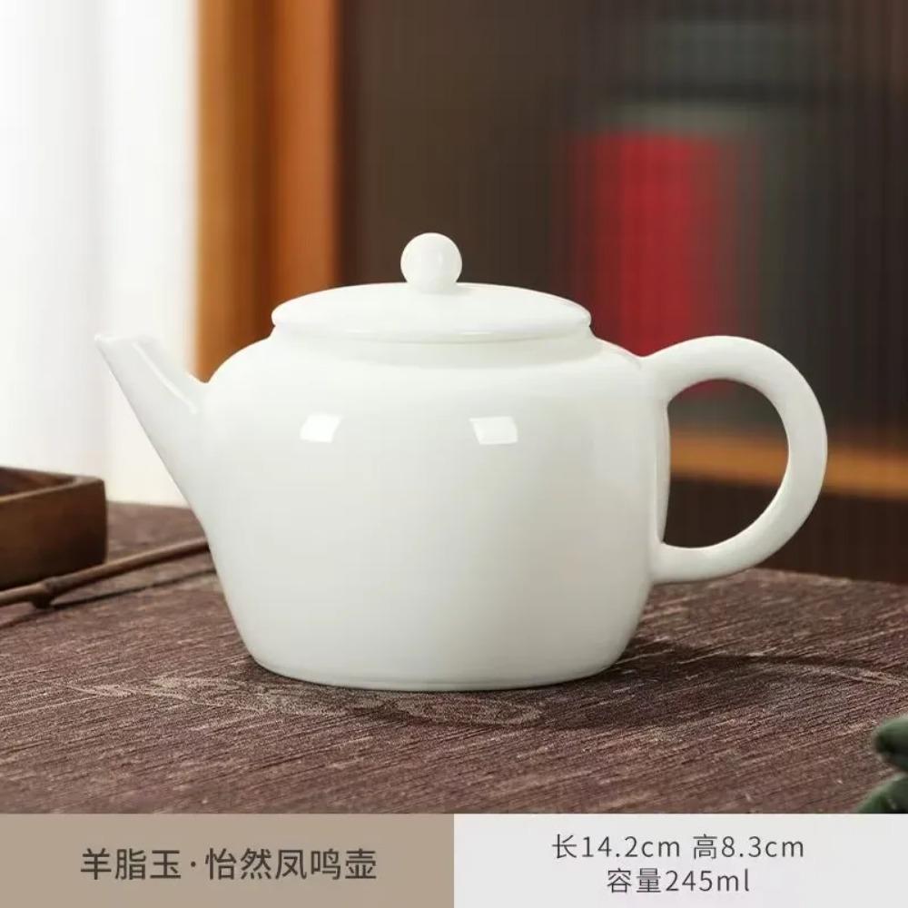NLSLASI Tetera de Porcelana Blanca Hecha a Mano China Blanco Marfil Tetera Cerámica Vajilla de Té Infusor de Té Filtro para Té Pu'er Oolong Hervidor