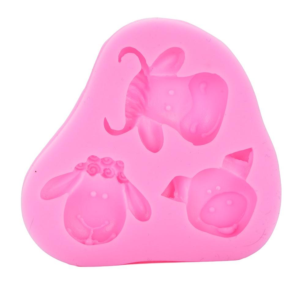 3pcs Mixed Shape Farm Animal Silicone Molds Cake Decoration Molds  For DIY Cake Fondant