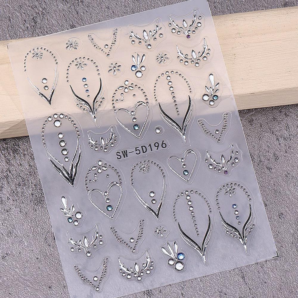 Heart-shaped Luxury Necklace Design Nail Stickers