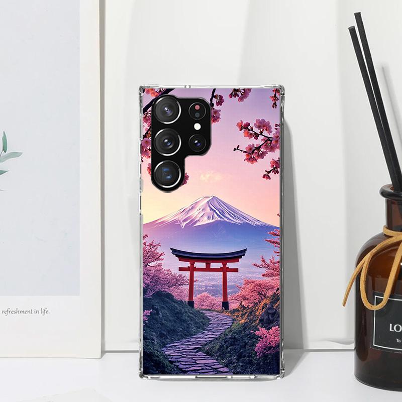 Japanese Cherry Mount Fuji Phone Case For Samsung Galaxy S26 S25 Edge S24 FE S23 S22 Ultra S21 Plus S20 + Art Fundas Back Cover