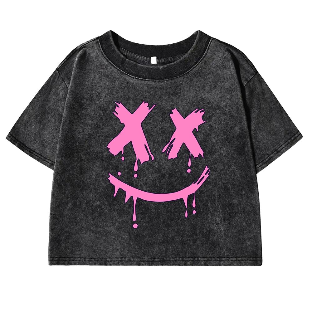 

Женская футболка с принтом «Слюнявый рот и слезящиеся глаза», стиранная, с коротким рукавом, уличные футболки, хлопок, ретро-стритвир M