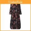 Elegantes Damen Vintage Lässiges Blumenmuster Lockeres Kleid Kaftan Langes Maxihemd Für Alle Anlässe