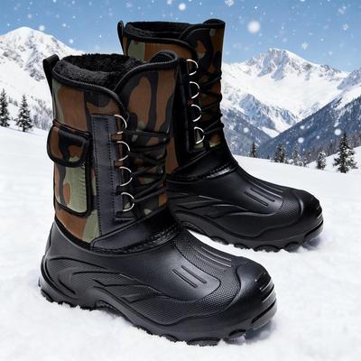 Męskie Zimowe Wodoodporne Śniegowce High-Top Plus Size z Izolacją i Podszewką z Polaru Botki do Kostki Antypoślizgowe Bawełniane Buty Trekkingowe