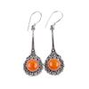 Natural Carnelian Gemstone 925 Sterling Silver Jewelry Handmade Earrings 2.52" EE-77-32