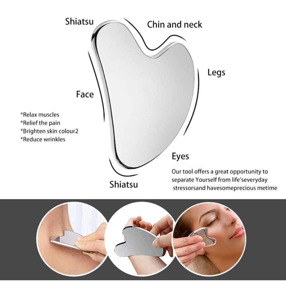 New Stainless Steel Gua Sha Scraper Heart Shape Universal Guasha Massage Tool Guasha Board for Facial Beauty Eye Massage