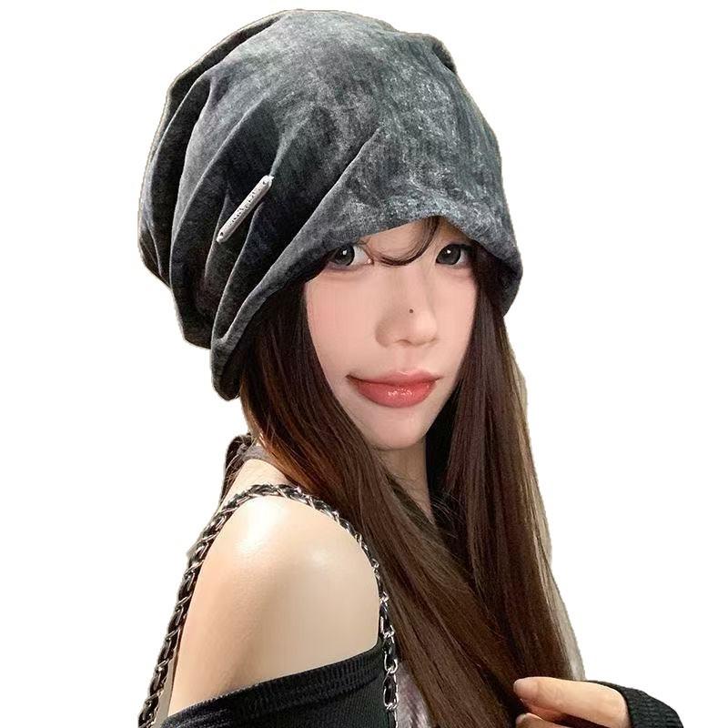 Niche Smudging Pile Hat Women's New Retro Trend Pullover Hat Loose Face Small Head Hat