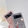 Applicable To Samsung Z Flip4 Plush Mobile Phone Case Zflip3 Bow Pearl Solid Color Protective Case Autumn and Winter Hair Case