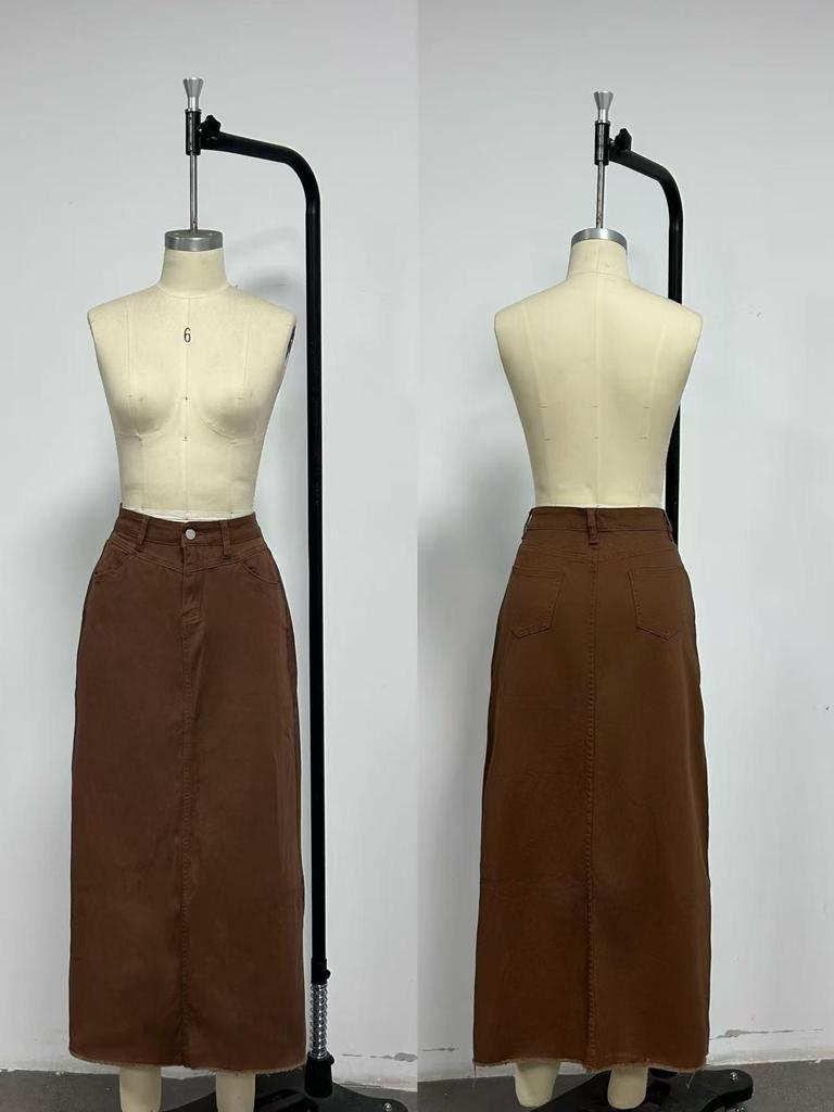 Summer Women's Loose Straight Denim Maxi Skirt - European/American Style
