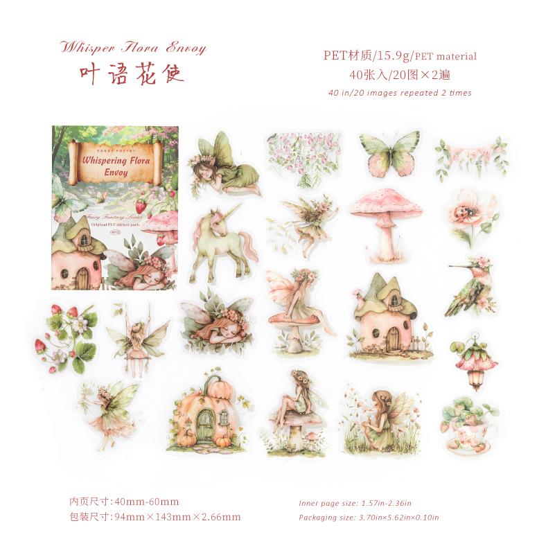 

JIAMEI 40pcs/pack Kawaii forest elf PET stickers DIY diary scrapbook Journal Supplies aesthetic stationery stickers