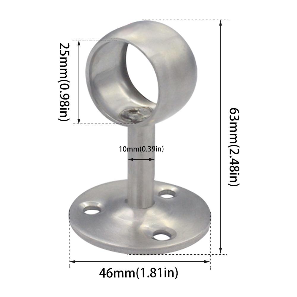 Stainless Steel 6pcs 25mm 1 Inch Flange Seat Bracket Heavy Duty Curtain Holder Multi Mount Closet Ceiling Shower